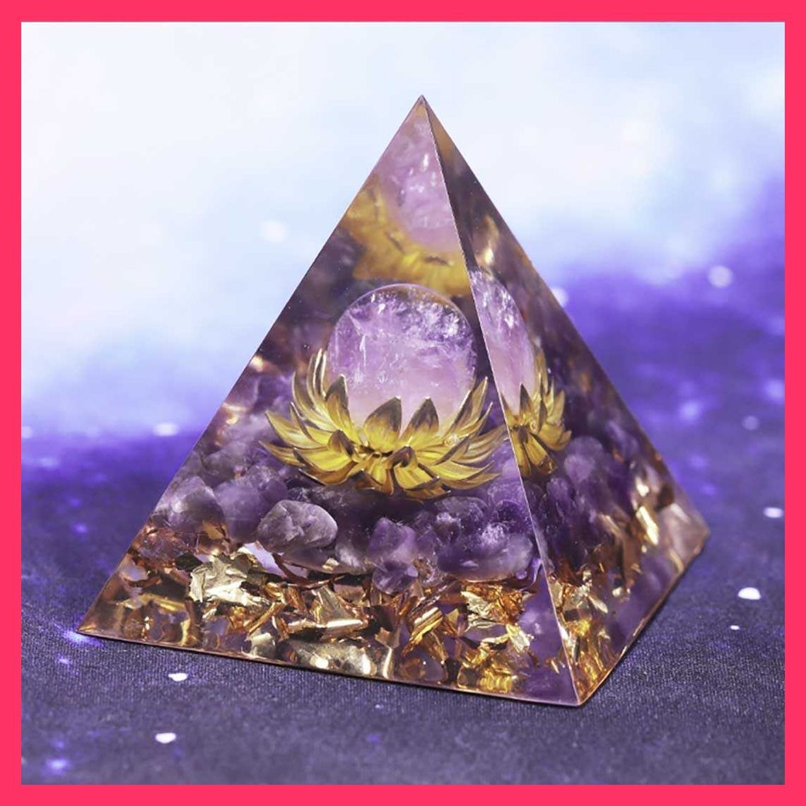 幸運 オルゴナイト 蓮の花 紫 球 ストーン 金運 オルゴナイト｜危険