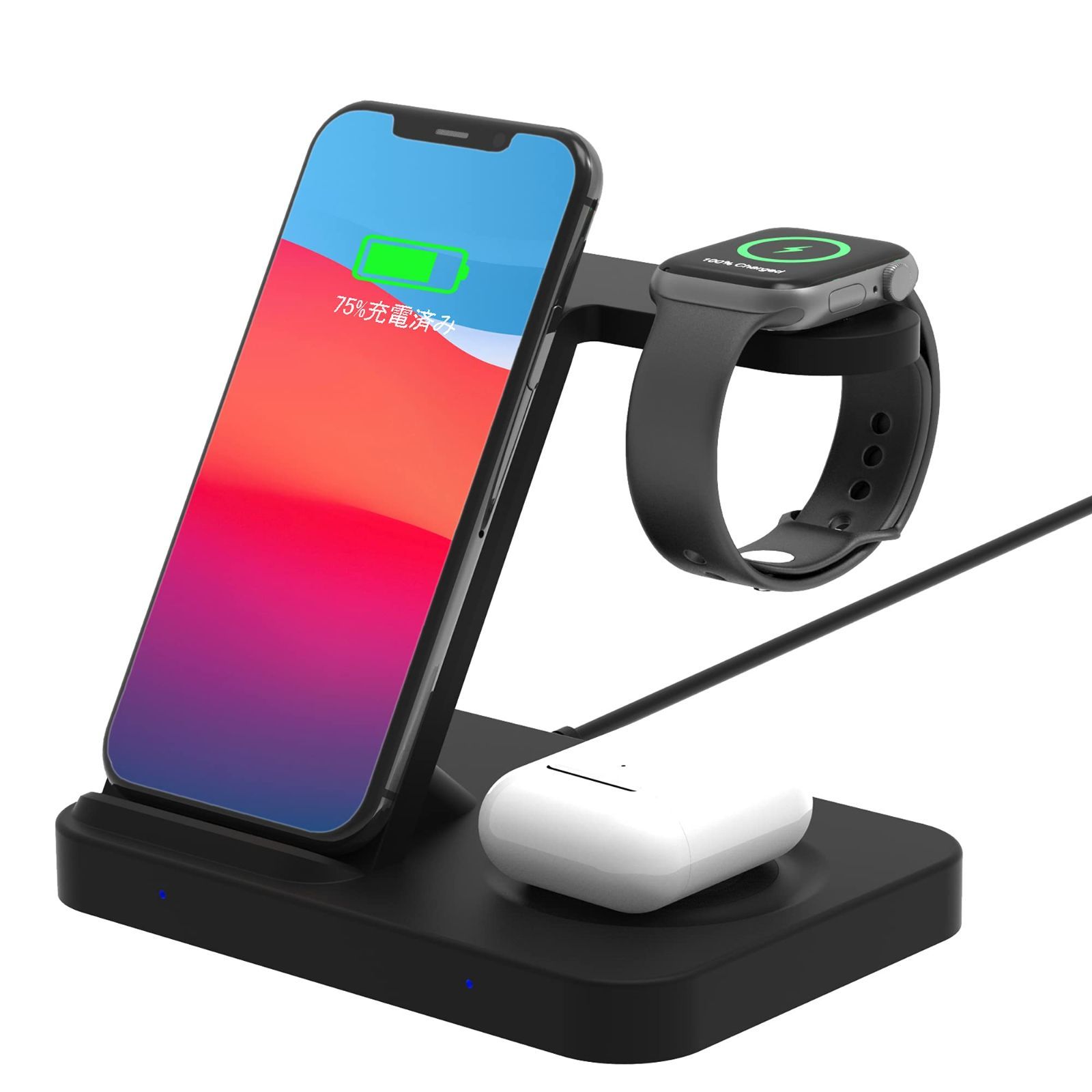 【新着商品】その他Qi対応機種適用 Watch/Airpodsワイヤレス充電 apple iphone/Galaxy充電器 充電スタンド 急速充電 置くだけ充電 3in1ワイヤレス充電器 UMEMORY