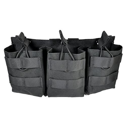 Broptical ミリタリー ライト マガジンポーチ 3連ポーチ 黒 BK ブラック MOLLEシステム対応 サバゲー サバイバル BDU