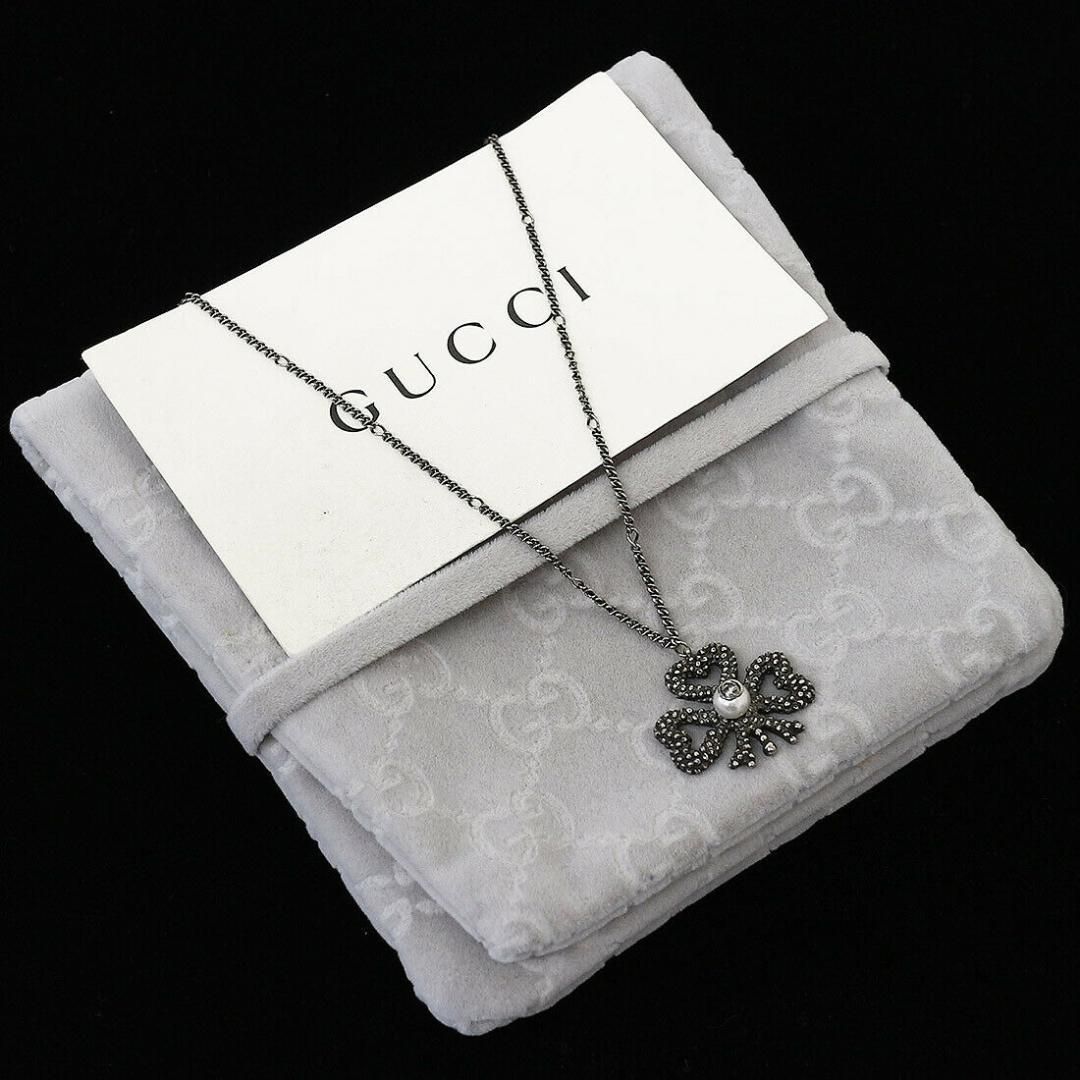 GUCCI グッチ クローバー フェイクパール デザイン ネックレス  