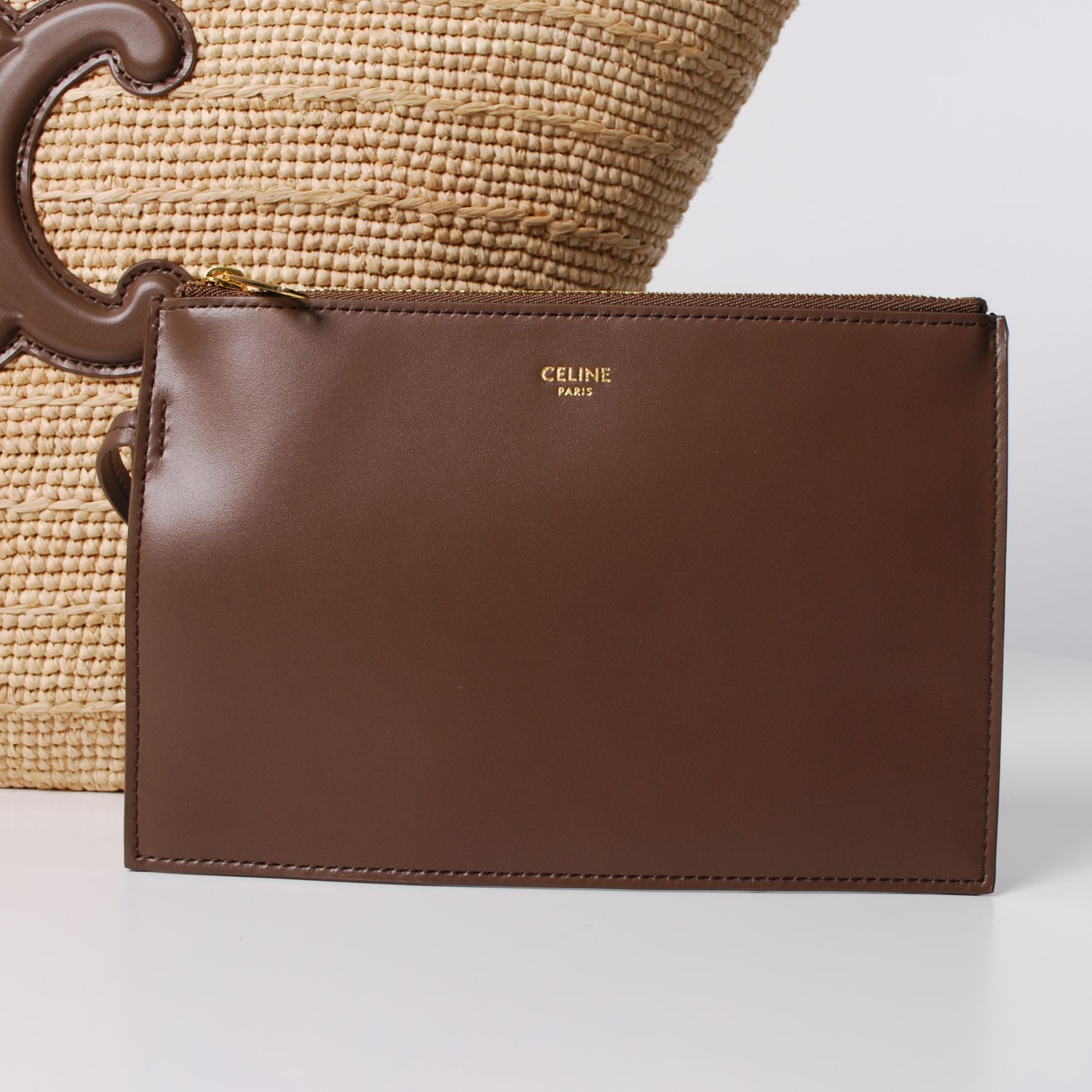 値下げCeline トリオンフ クラシック パニエ ミディアム 美品 かごバッグ ミディアム ブレーデッド トリオンフ CELINE クラシック パニエ