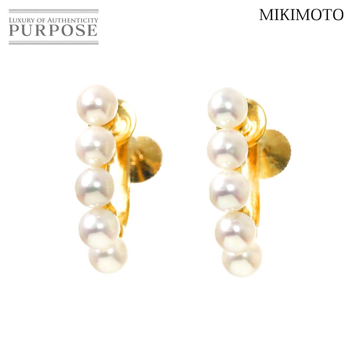 ミキモト MIKIMOTO ベビーパール 3.7-3.6mm イヤリング K18 YG