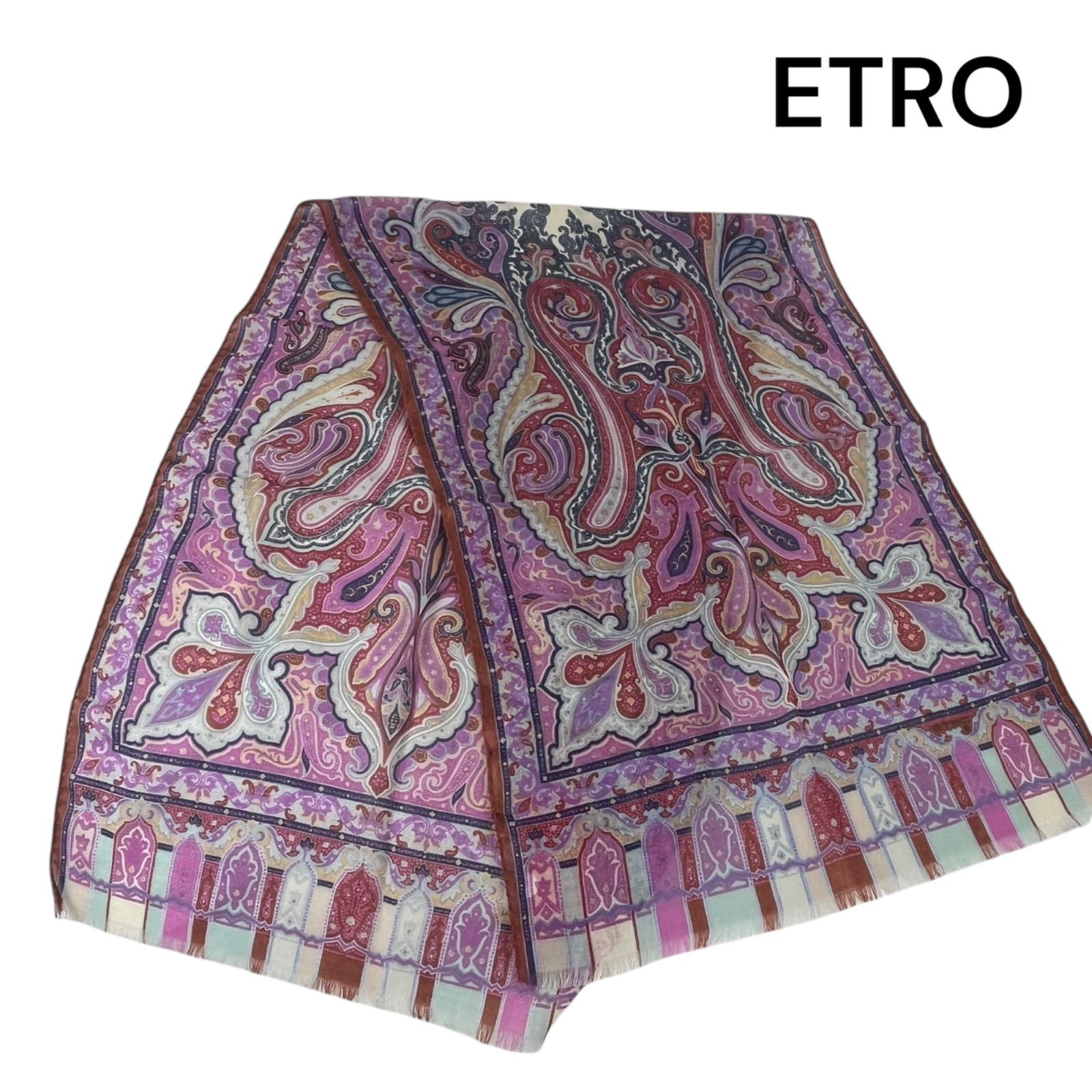 エトロ ETRO ペイズリー柄 スカーフ ストール ショール ユニセックス 5D459