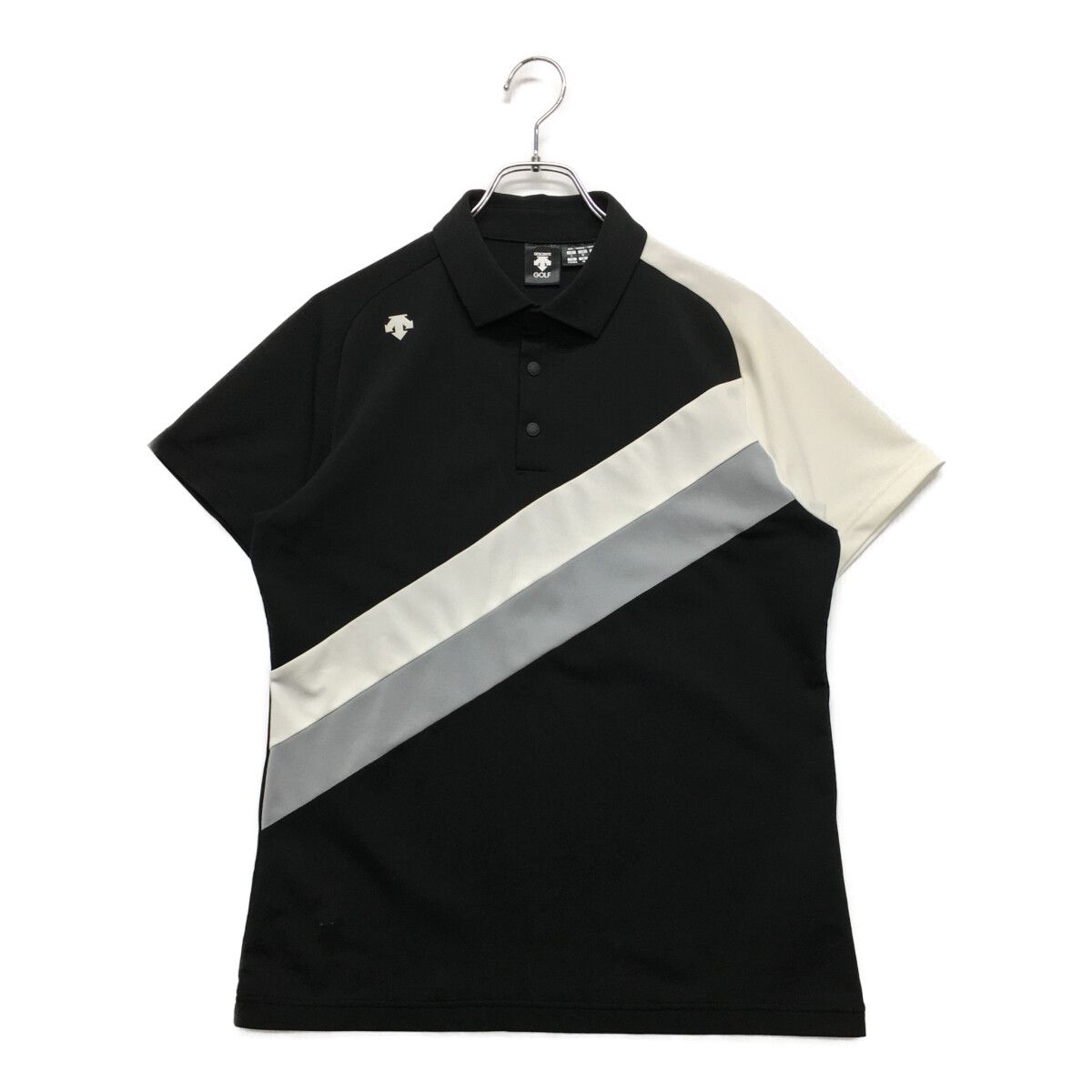 中古 メンズ デサントゴルフ DESCENTE GOLF 半袖ポロシャツ L 黒×白×グレー