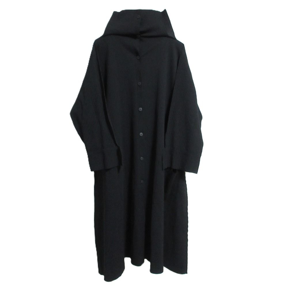 me ISSEY MIYAKE ミーイッセイミヤケ スタンドカラー プリーツロングコート MI72KA161 ブラック レディース 古着