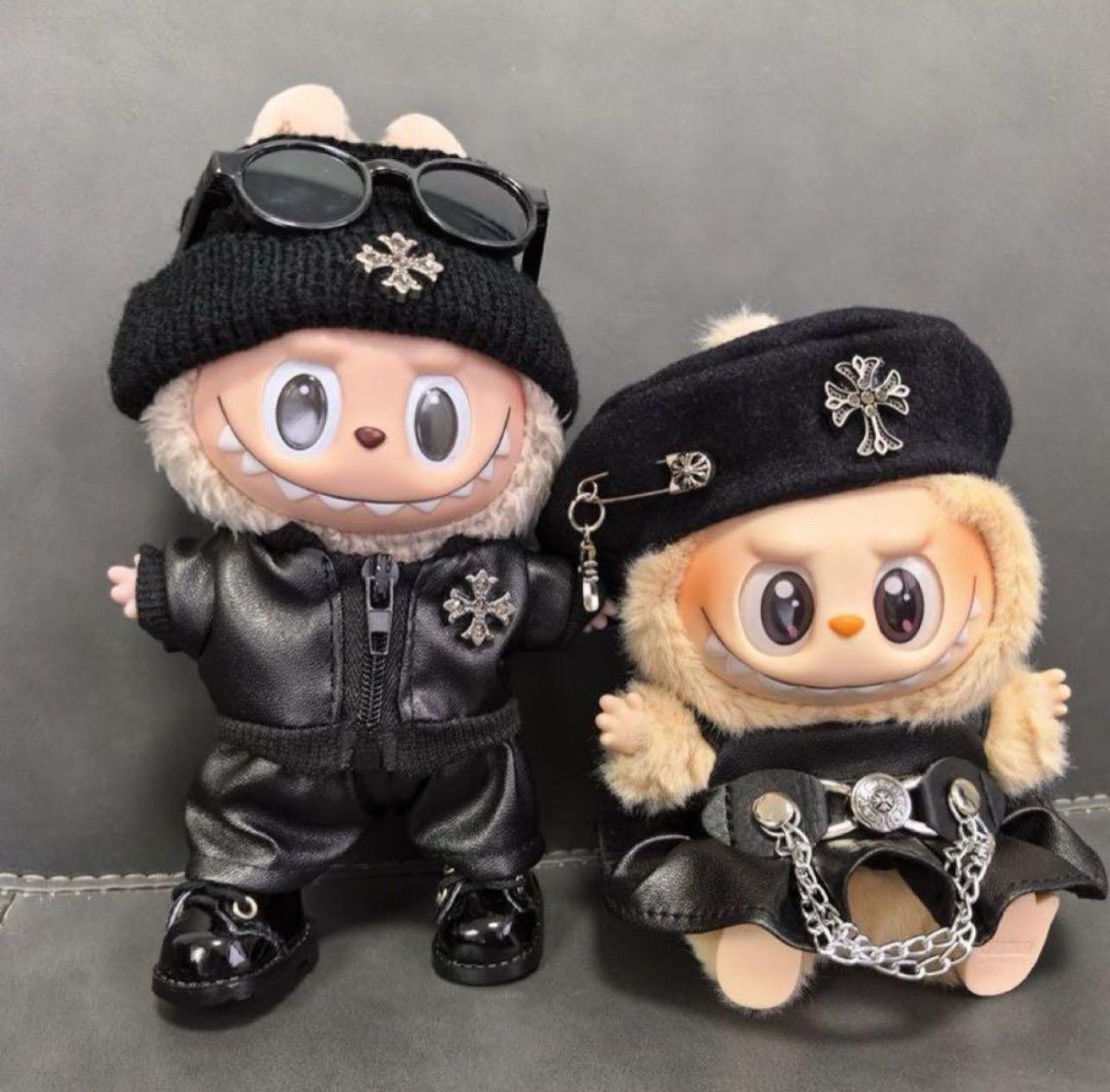 ラブブ labubu ぬいぐるみ服着せ替え服　5点セット　ブラックコーデかこいい ラブブ labubu ぬいぐるみ服着せ替え服 豪華H6点セット かこいい