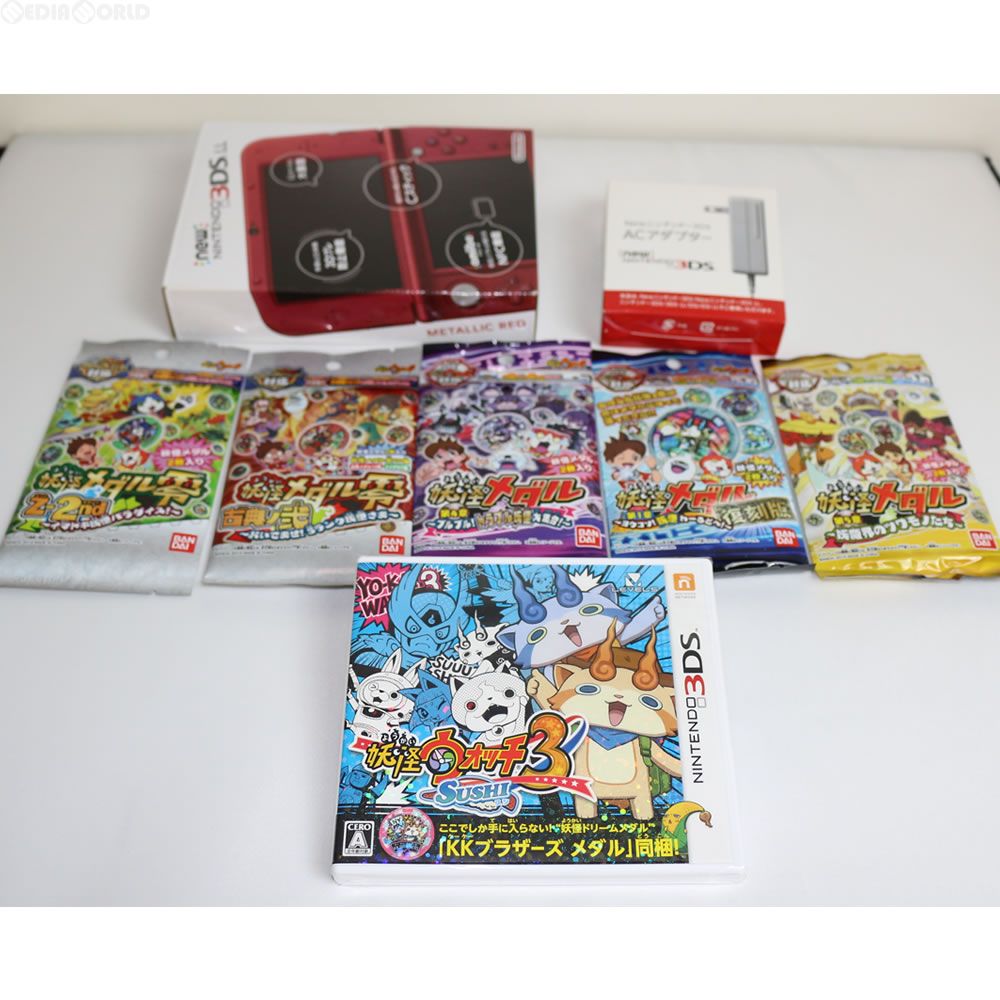 ニンテンドー3DS - (本体)(SET)Newニンテンドー3DS LL メタリックレッド「妖怪ウォッチ3 スシ」はじめようセット 任天堂/レベルファイブ/バンダイ 本体)(SET)Newニンテンドー3DS LL メタリックレッド「妖怪