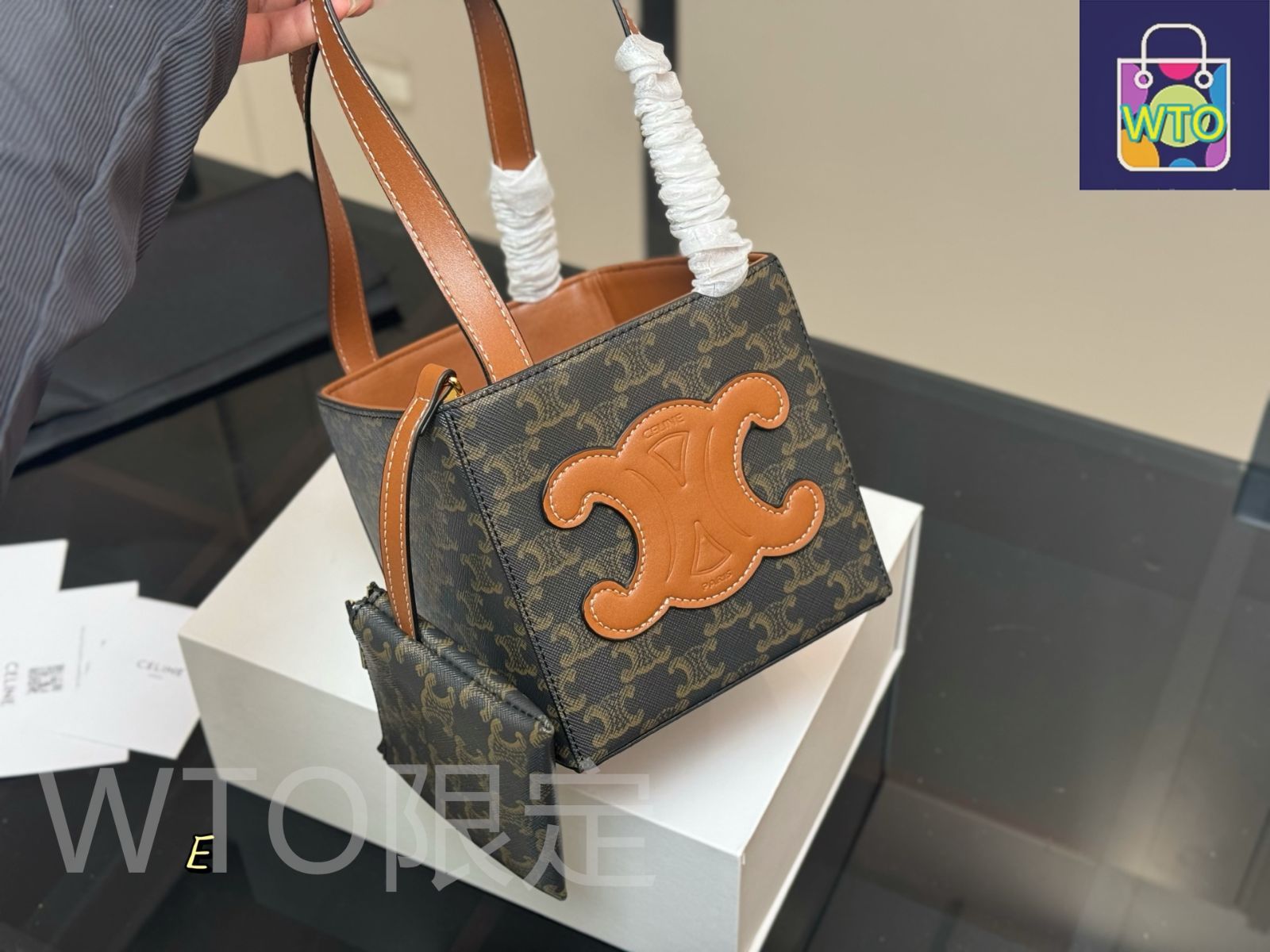 CELINE◇ハンドバッグ/PVC/BEG/総柄 CELINE◇ショルダーバッグ/PVC/BEG 