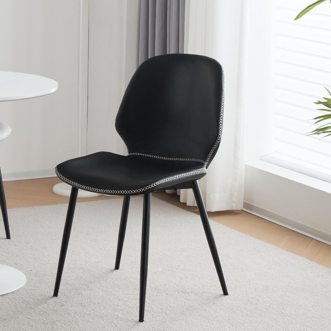 【新品登場】イームズチェア PUレザー ダイニングチェアリビングチェア ブラック 新品登場】イームズチェア PUレザー ダイニングチェアリビング