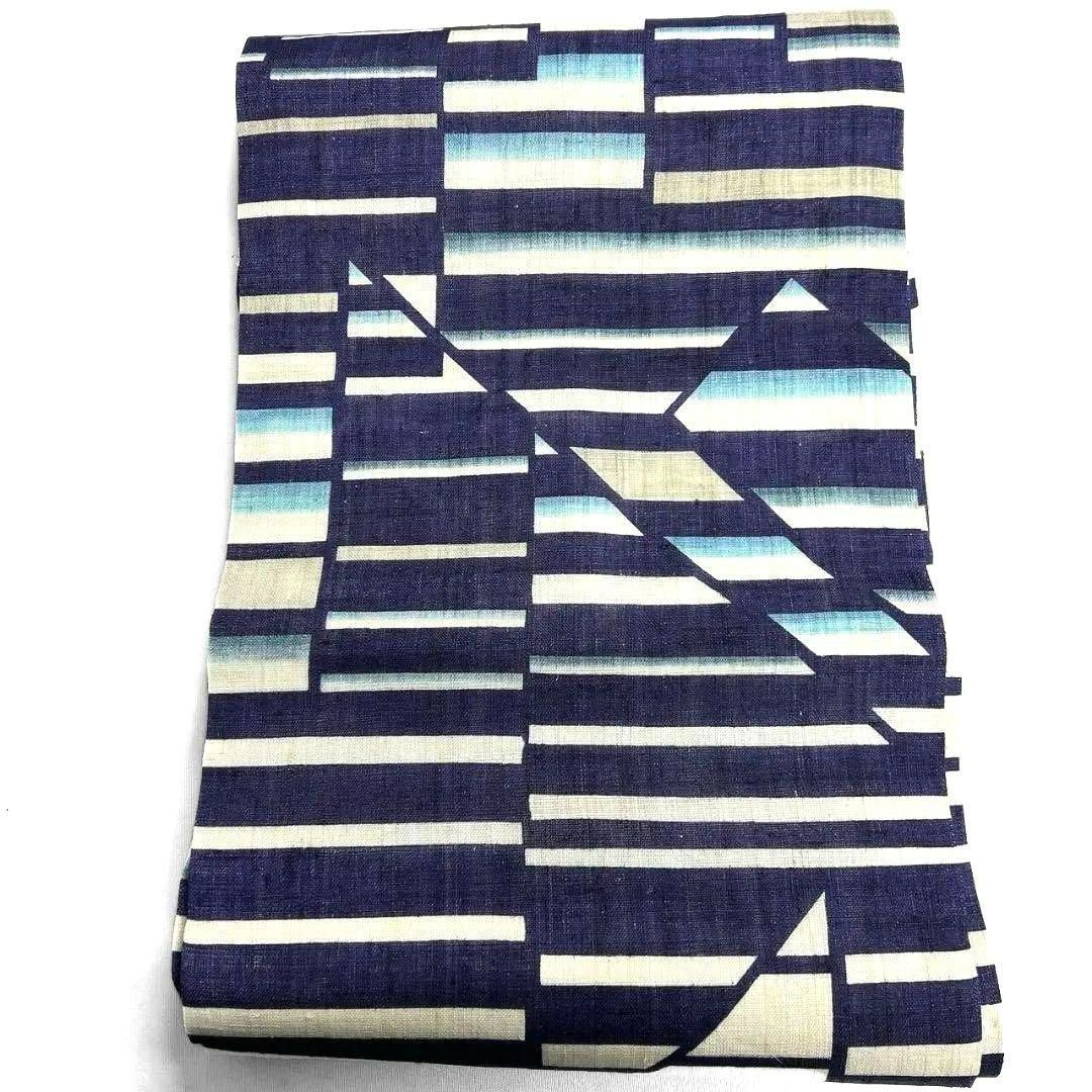 栗山吉三郎 本大麻帯 本場琉球紅型 藍染 作家もの 名古屋帯 着物 012a