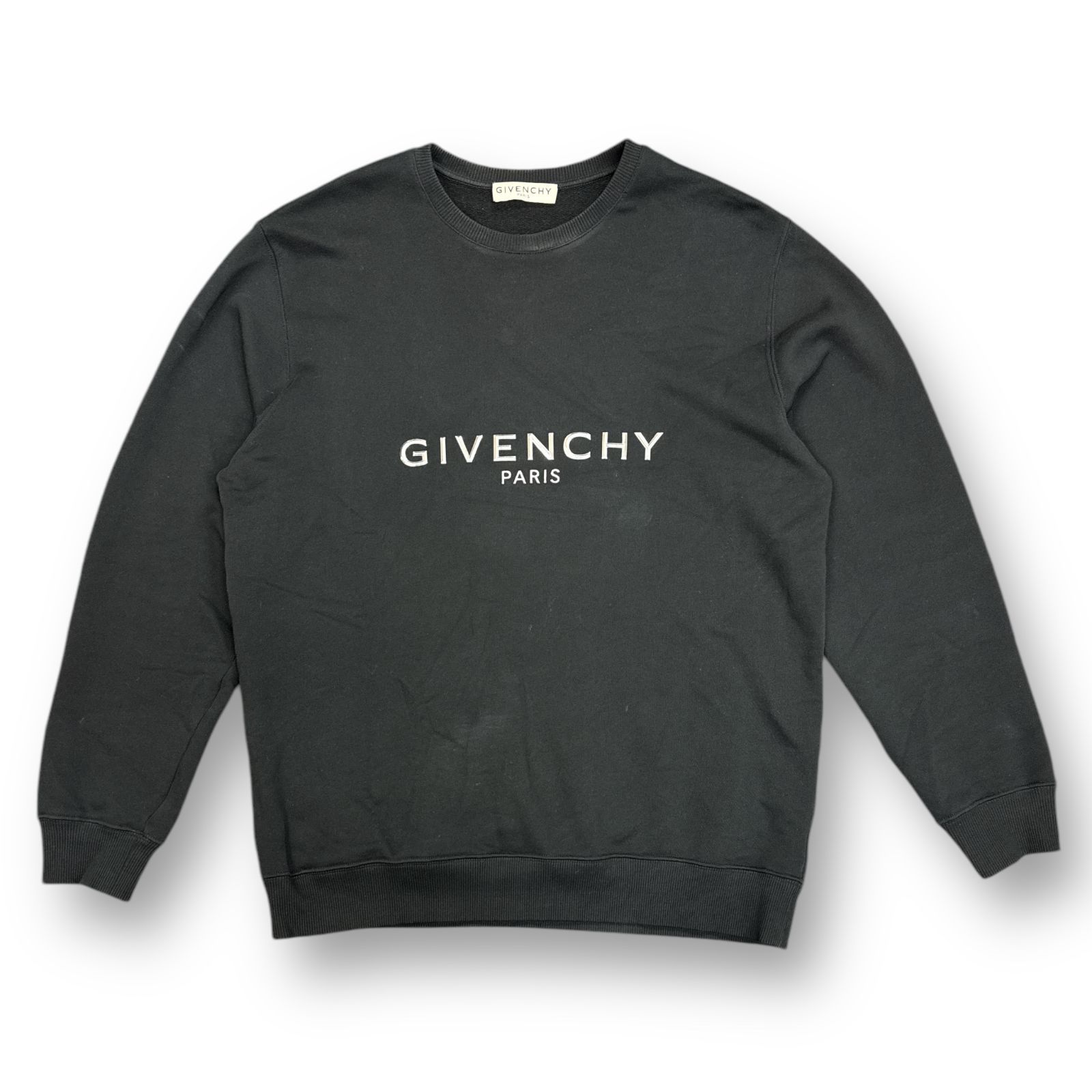 国内正規 GIVENCHY メタリック3Dロゴクルーネックスウェット トレーナー ジバンシィ BMJ06S30AF ブラック S 81221A6