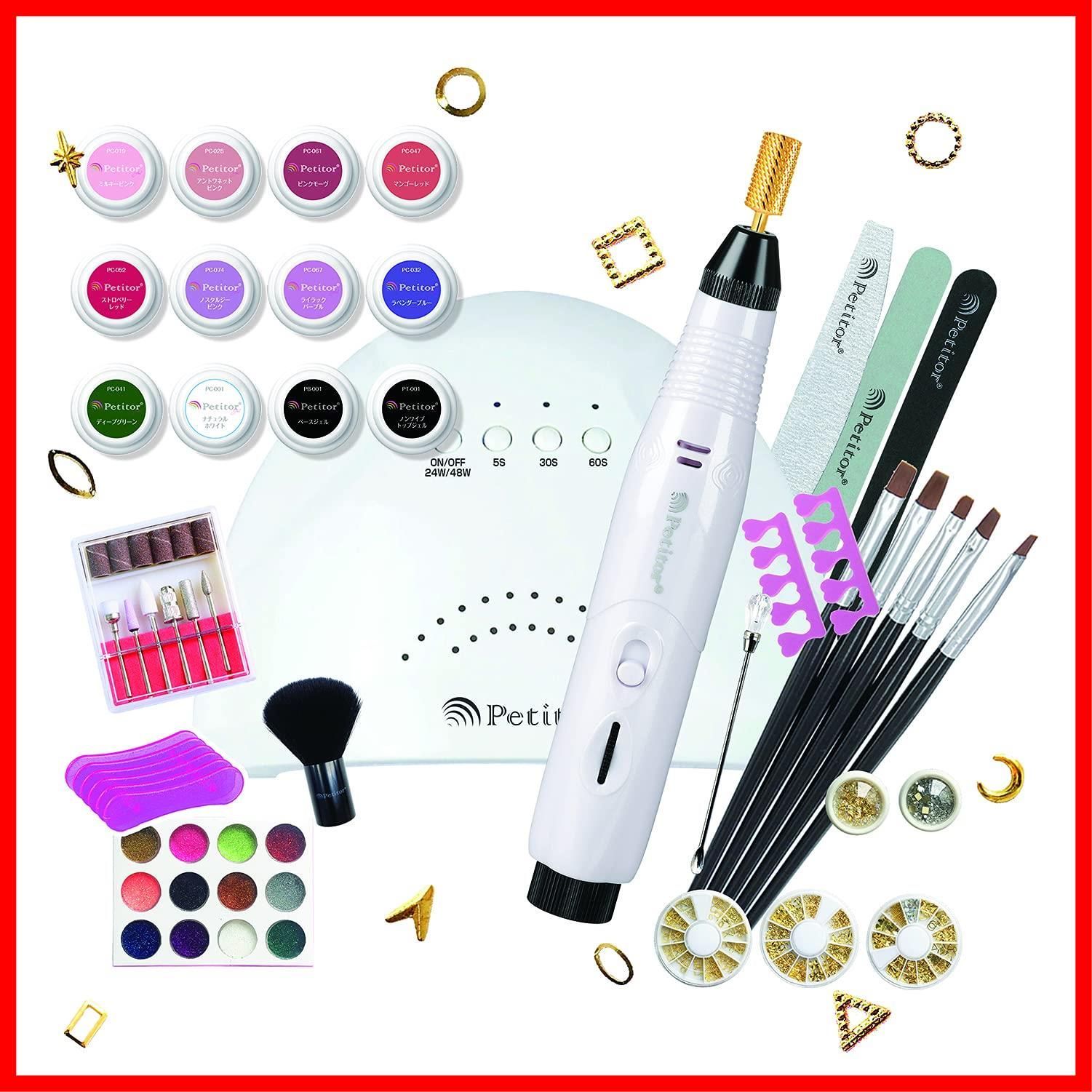 【新着商品】ジェル ネイル ジェル スペシャル セット プチトル UV スターターキット LEDライト 初心者でも安心簡単 カラー セルフネイル ベース カラージェル ノンワイプトップ キット ダストブラシ ジェルネイル ブラシ ジェルネイルキット ネイルパー