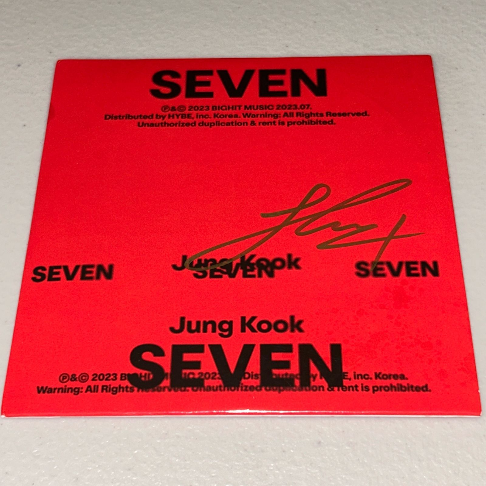 ジョングク(BTS) 直筆サイン「SEVEN」CD(アメリカ限定発売品) ジョングク(BTS) 直筆サイン「SEVEN」CD(アメリカ限定発売品