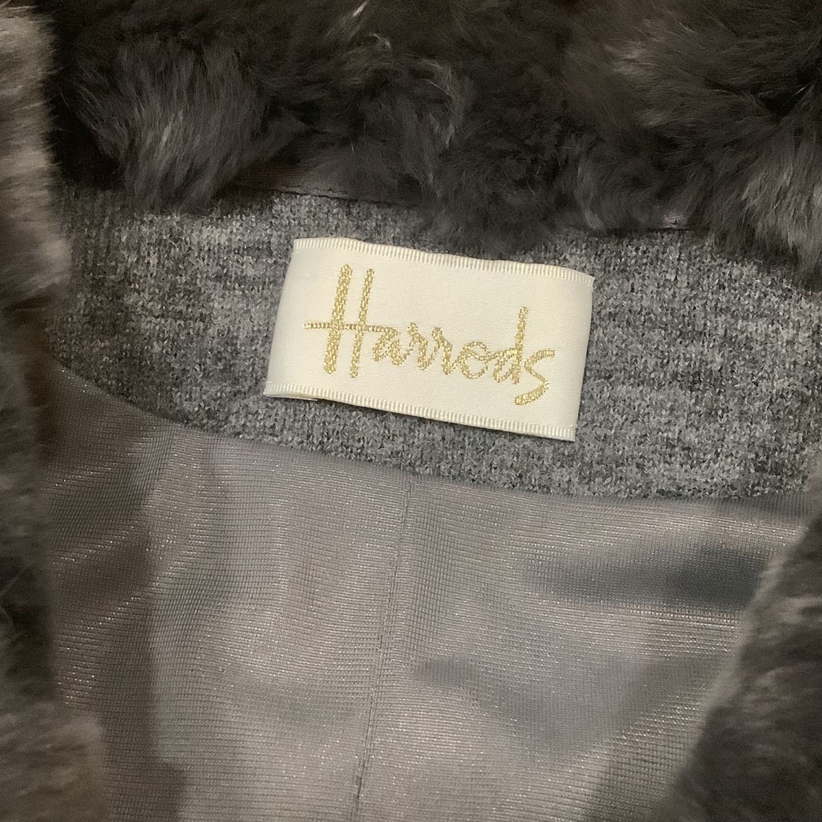 Harrods ハロッズ 毛皮 レッキスファー ニットカーディガン コーディガン ジャケット コート ロングカーディガン グレー レディース -  メルカリ