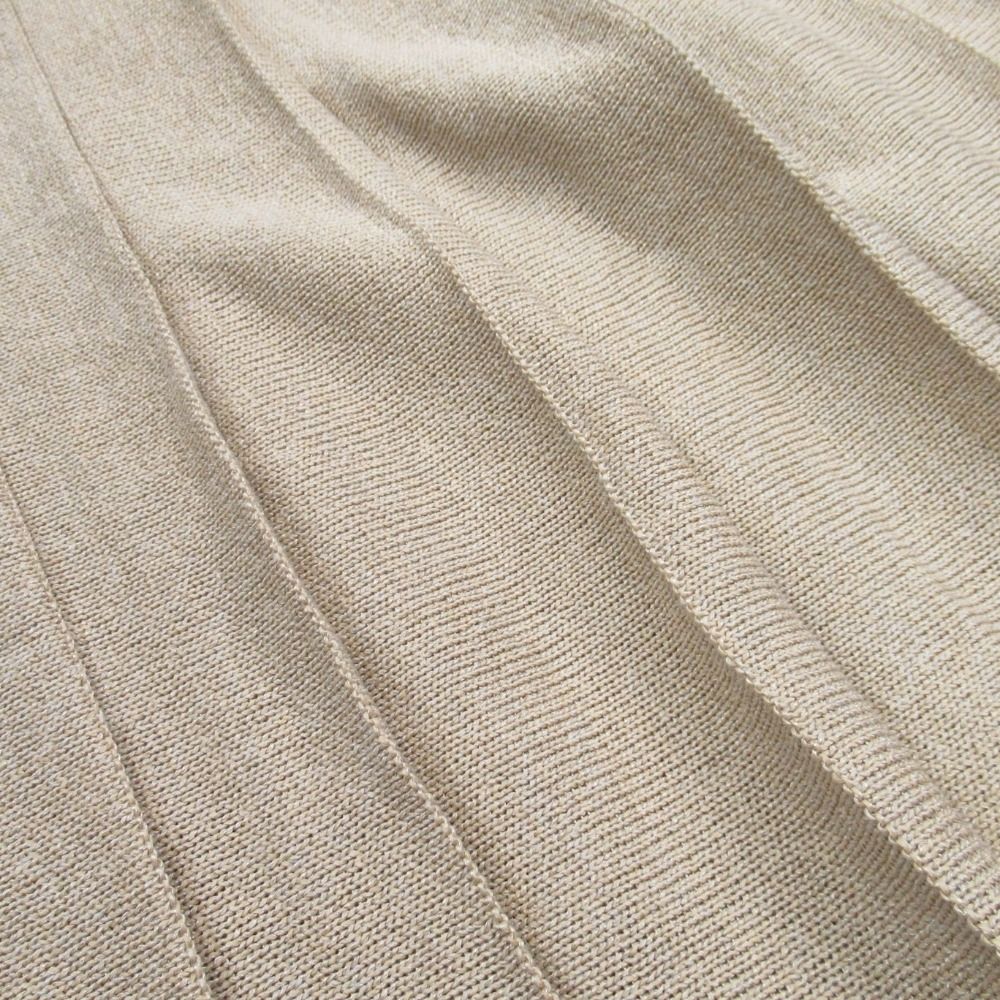 ターゲット ♥ Cristaseya クリスタセヤ コットン×和紙 ニット ロング プリーツスカート マキシ丈 フ シルエット M ライトカーキ レディース 古着 お値打ちの