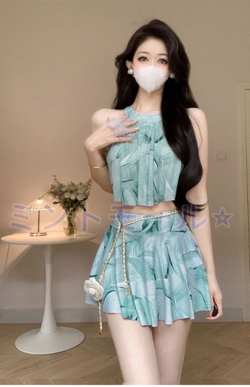 新品・未使用】 水着 レディース セパレート 二点セット 花柄 カバー