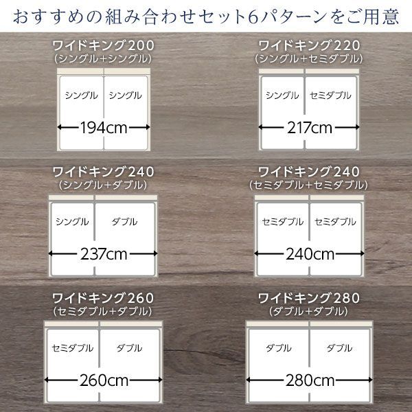 ベッド ワイドキング280(D+D) 2層ポケットコイルマットレス付き