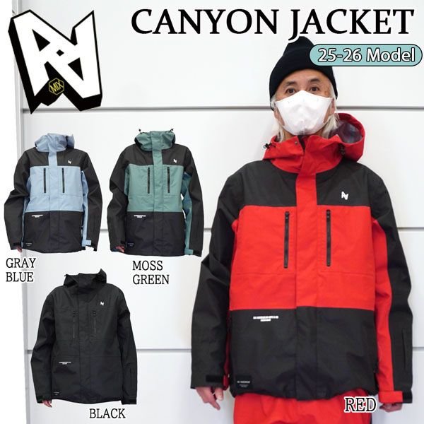 25-26 ダブルエー キャニオンジャケット AA HARDWEAR CANYON JACKET スノーボード ウエア ジャケット 25-26-JK-AA ブラック グレーブルー モスグリーン レッド XS S M L XL XXL