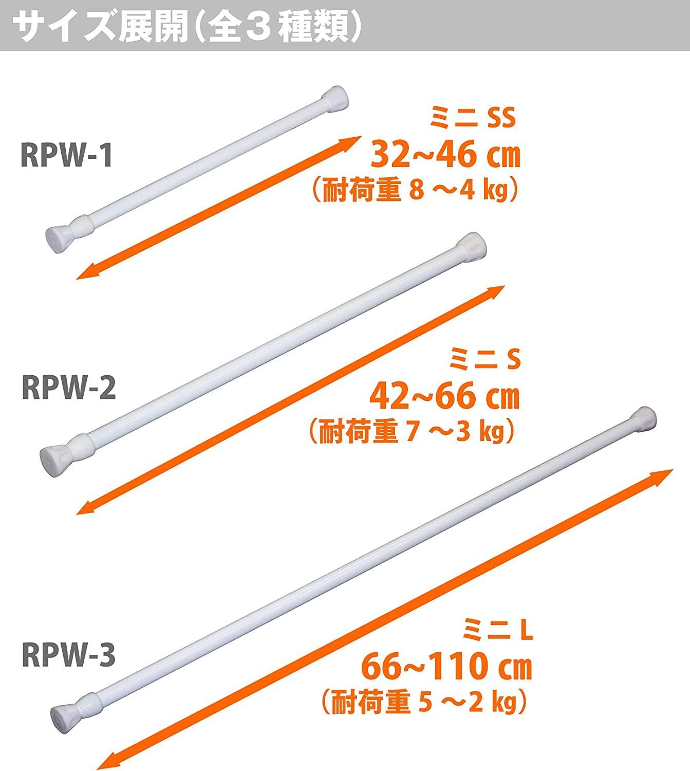 メルカリShops - 特売品 平安伸銅工業 つっぱり棒 ばね式強力タイプ ミニS RPW-2 373