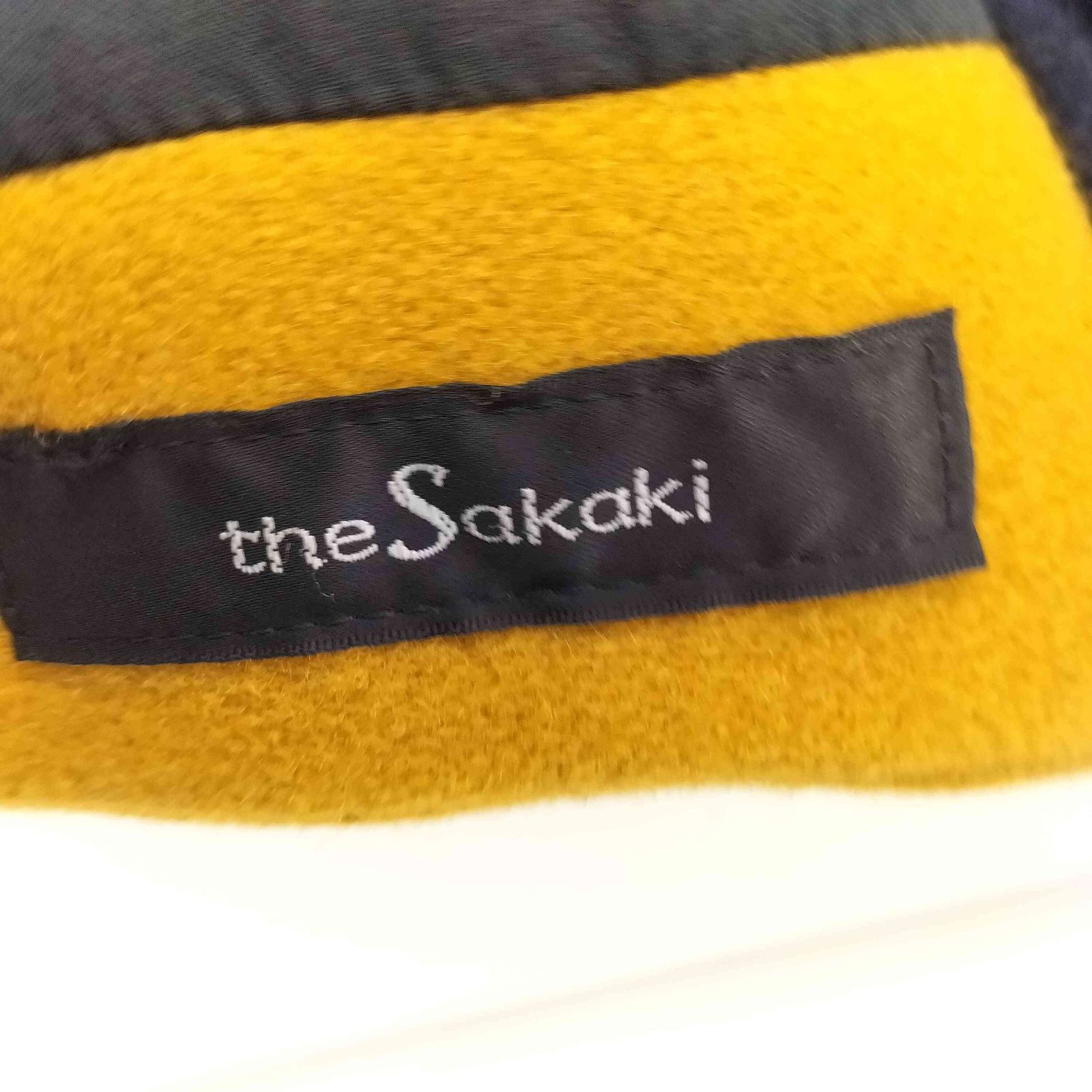 ザサカキ the Sakaki LEATHER STADIUM JUMPER Navy × Mustard メンズ 