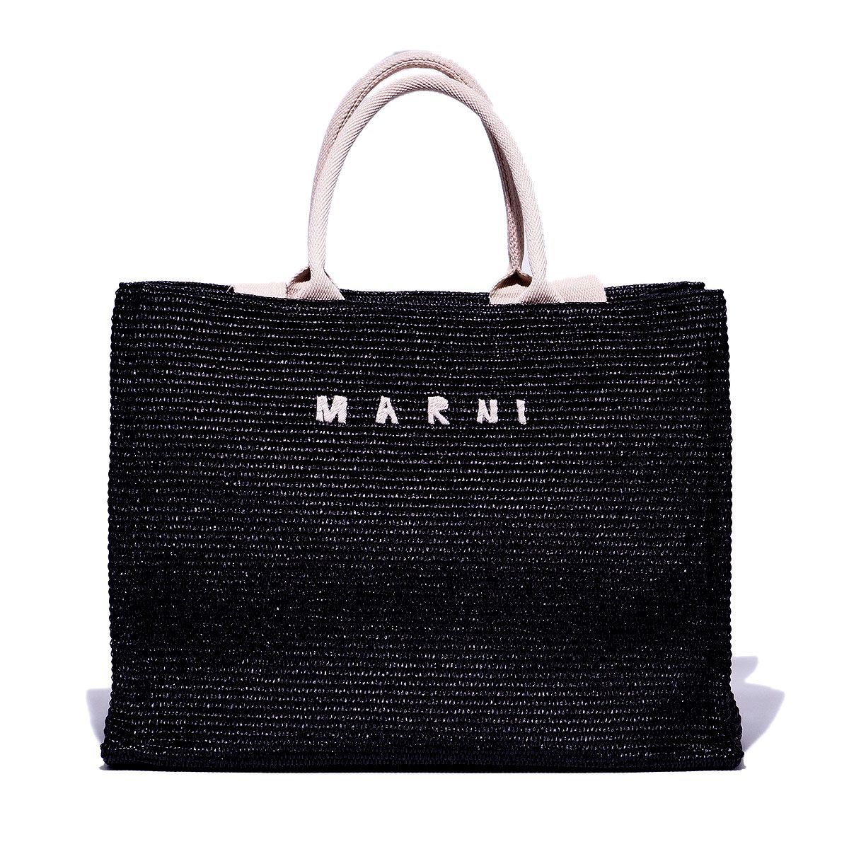 お値下げMARNI マルニレザー ラフィアトートバッグラージ