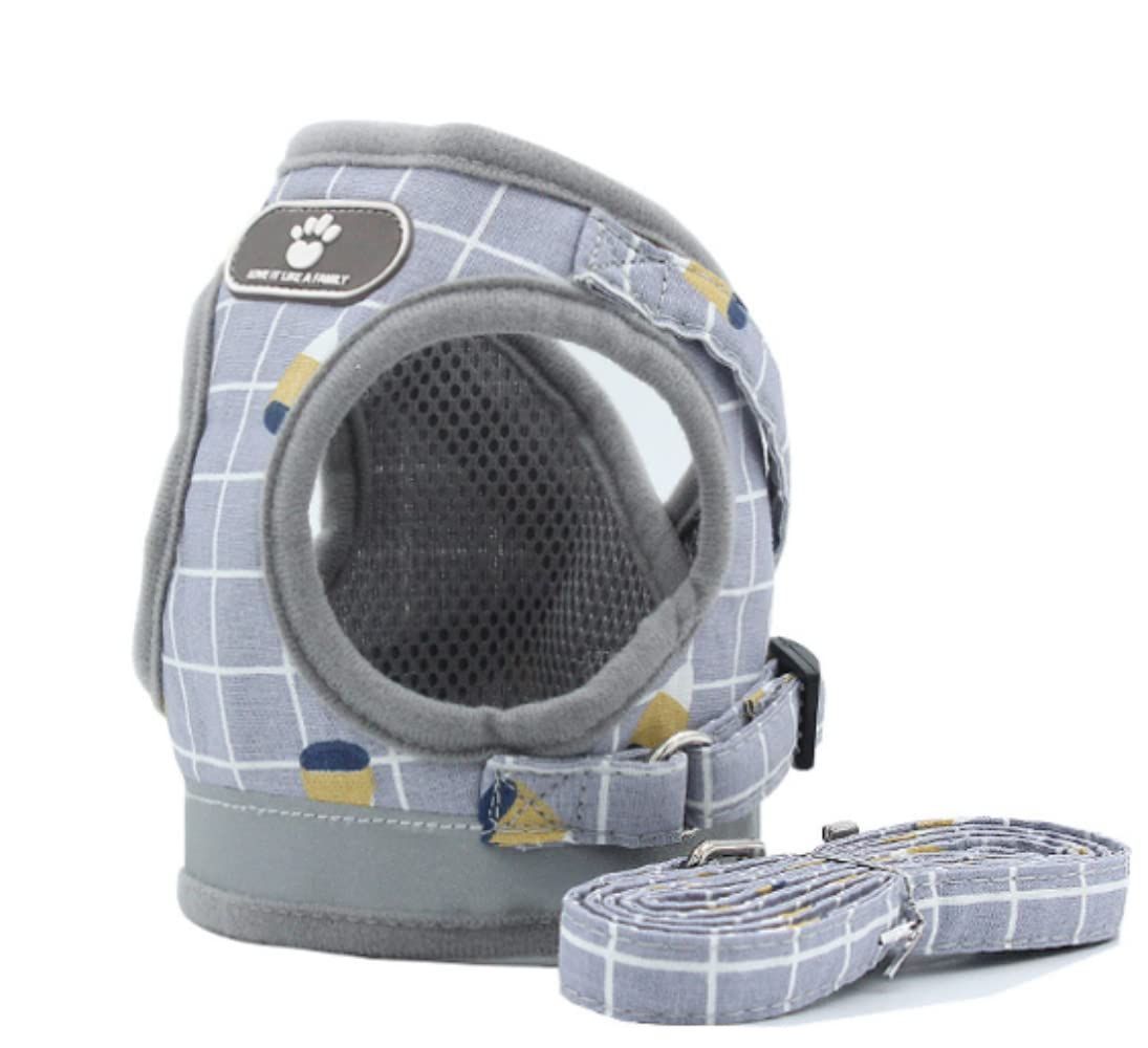 新着商品 Barney s Edge 犬 ハーネス リードセット 散歩 小型犬 ペット おしゃれ ベスト 軽量 調節 胴輪 チェック柄 メッシュ ハーネス 猫用 反射テープ 安全 通気性 胸あて式 引っ張り防止 犬服 夏 簡単着脱 ｸﾞﾚｰM