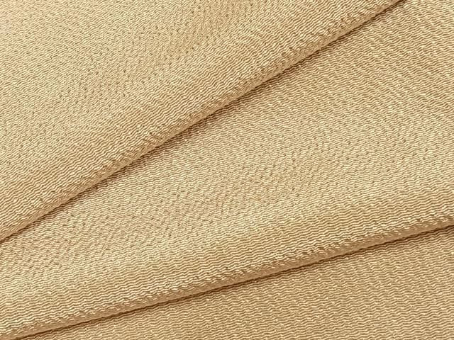 平和屋着物▽上質な色無地 単衣 蜂蜜色 鬼しぼ縮緬 正絹 AABC0367fy