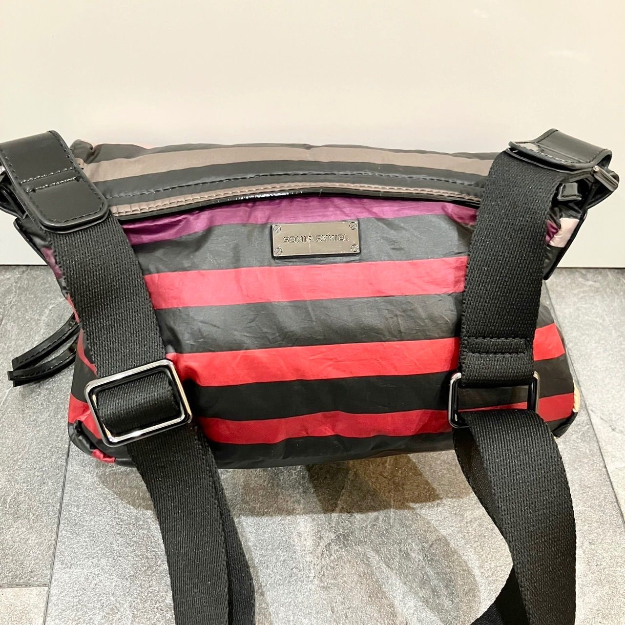 美品☆ソニアリキエル ナイロン ボーダー ショルダーバッグ - メルカリ