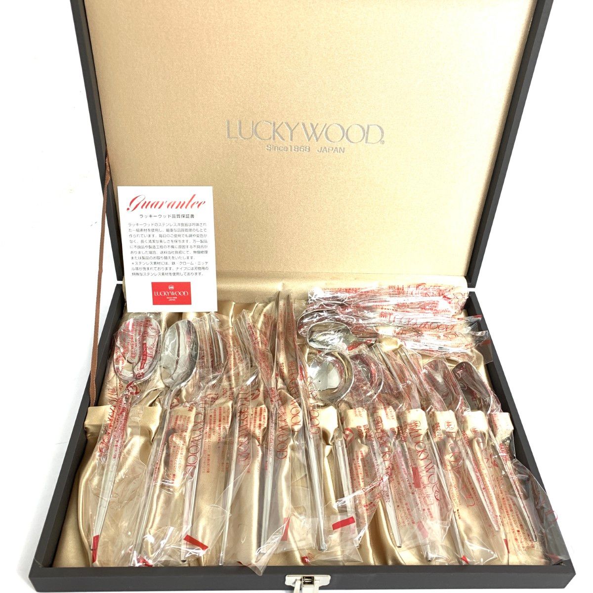 純銀　LUCKYWOOD ラッキーウッド　カトラリーセット LUCKY WOOD ラッキーウッド カトラリー 16本セット/箱付