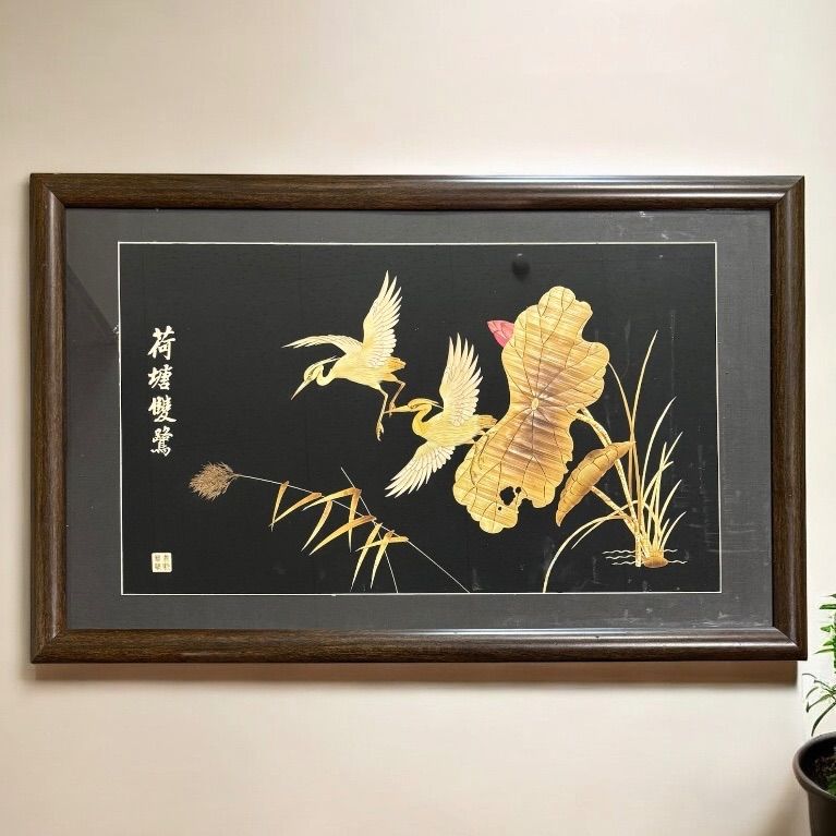中国現地買入 鷲 切り絵 貼り絵 中国 草花 風景 額 版画 アート イラスト 美術品 中国雑貨 コレクション 骨董品 アンティーク