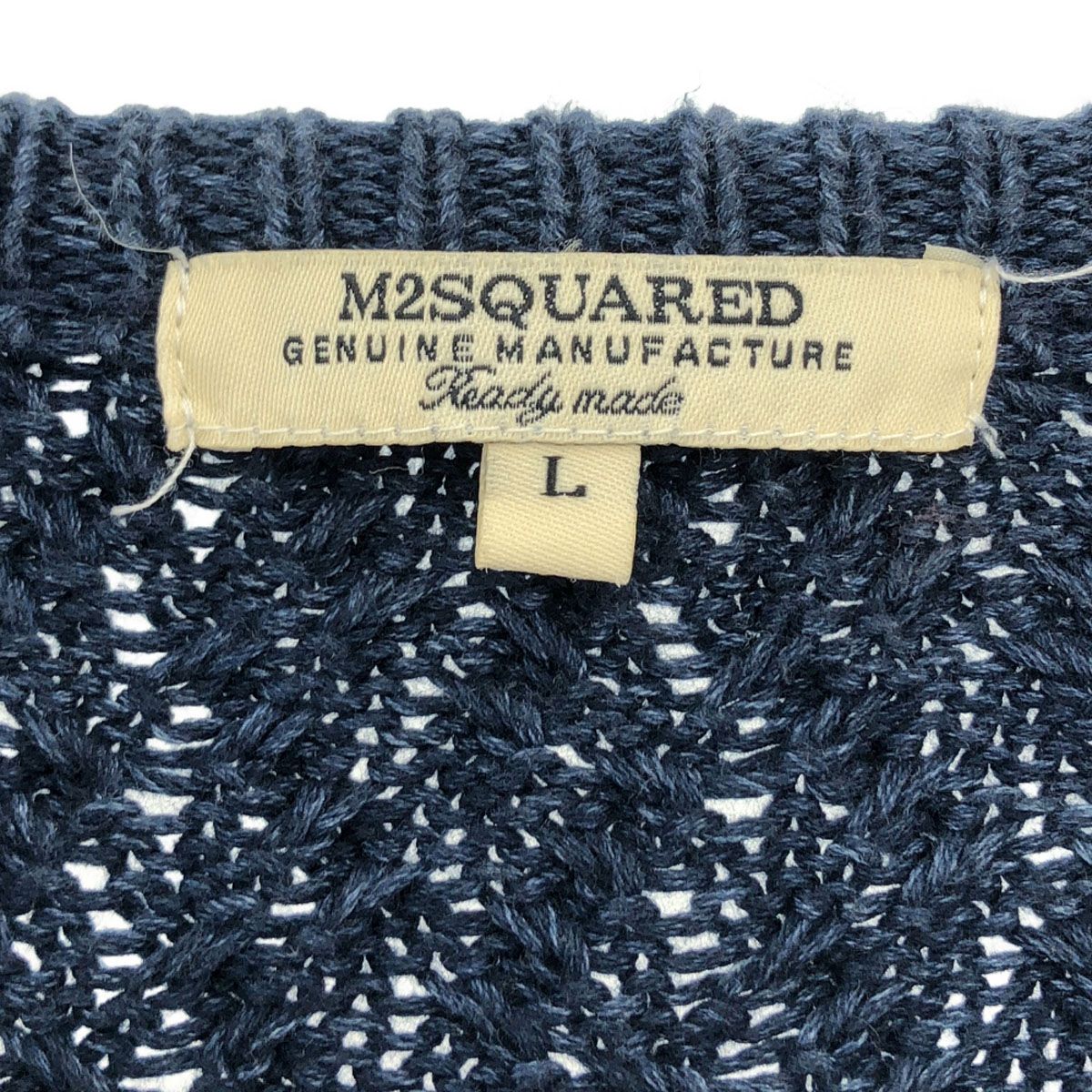 古着 M2SQUARED エムツースクエアード ボーダー柄 長袖 ニット L ネイビー系 セーター レディース M2SQUARED エムツースクエアード ボーダー柄 長袖 ニット L ネイビー系