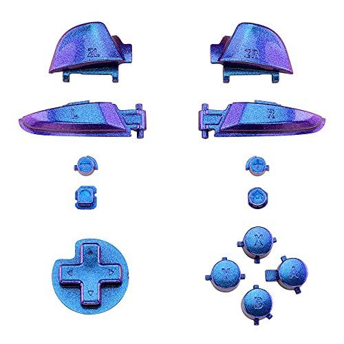 パープルブルーカメレオングロッシー eXtremeRate Switch Proコントローラーに対応用ABXY D-pad ZR ZL L Rボタン、Switch Proコントローラーに対応用フルセットボタン‐コントローラーは含まれていませ