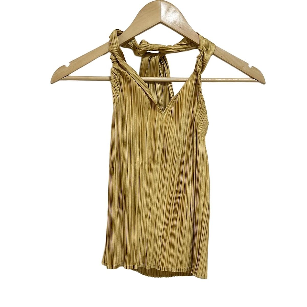 PLEATS PLEASE プリーツプリーズ ホルターネックキャミソール サイズ3 L レディース - ベージュ プリーツ