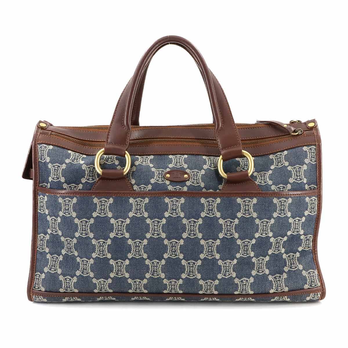 セリーヌ　マカダム　バッグ セリーヌ CELINE マカダム ハンド バッグ デニム レザー ブルー