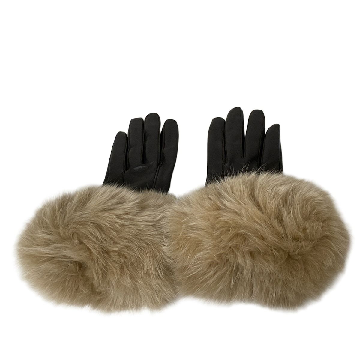 Le Vernis ルヴェルニ 手袋 レディース - ダークブラウン×ベージュ レザー フォックス