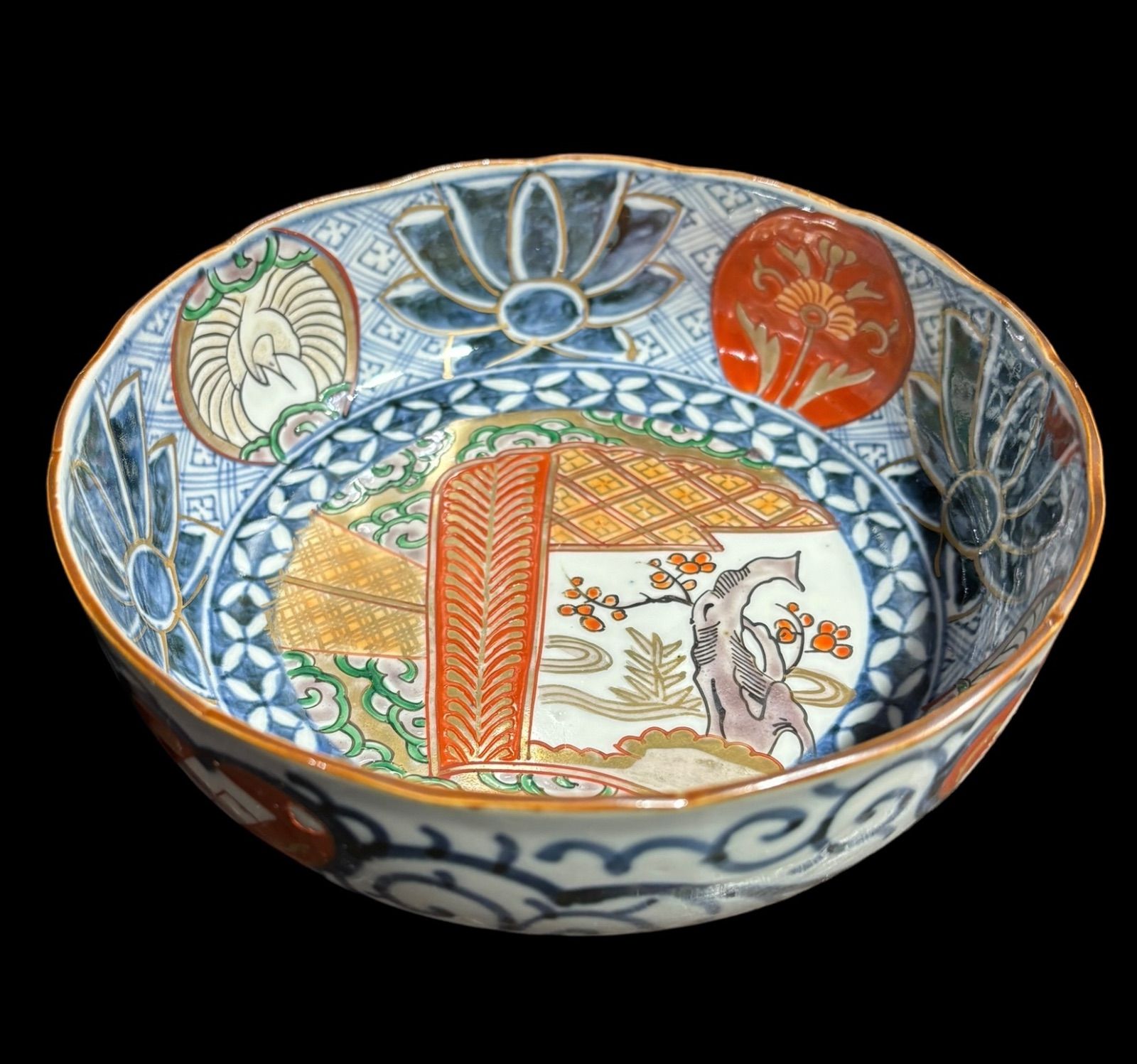 骨董品 初期伊万里 染め付け絵鉢 （古伊万里 染付 竹虎図 鉢