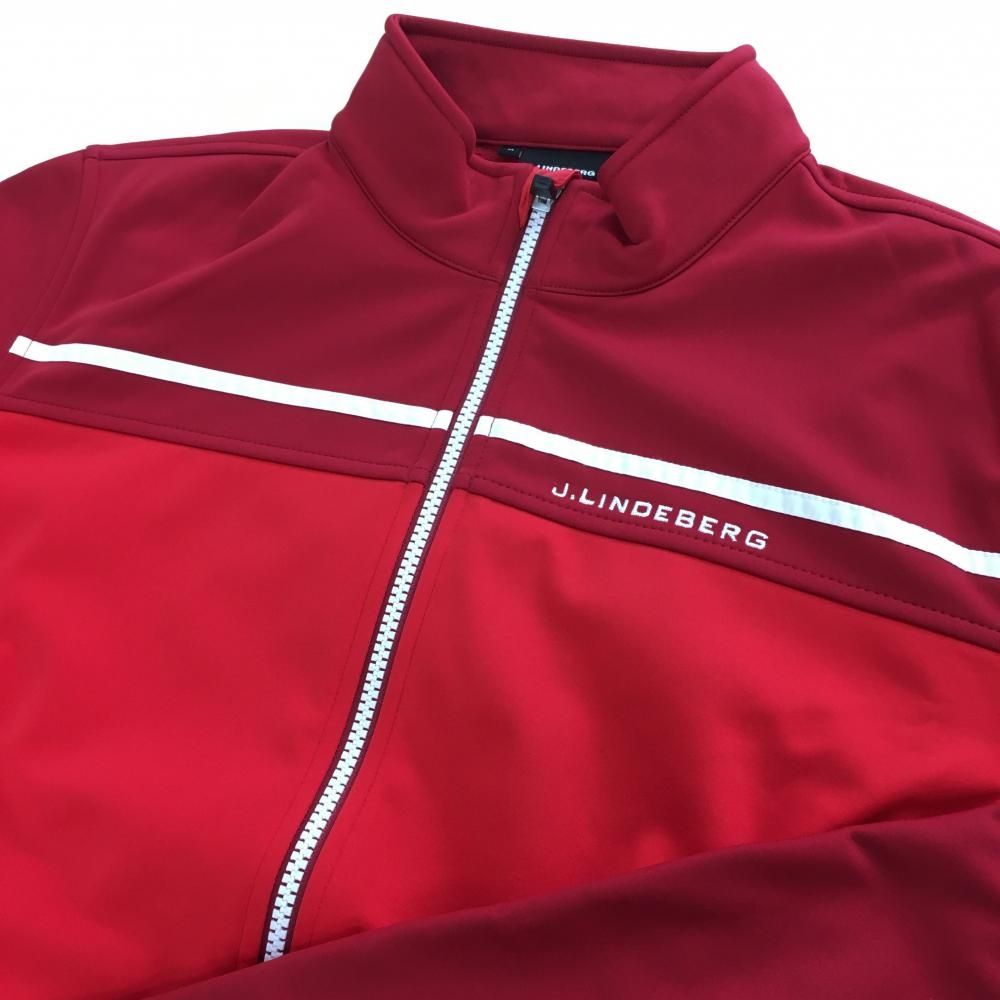 超美品】ジェイリンドバーグ ジャケットブルゾン レッド×ボルドー ロゴ 