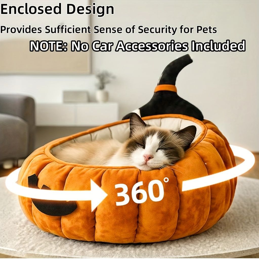 再現性のある 猫ベット ポリエステル ペットハウス 完全密閉型ドッグベッド ハロウィン かぼちゃ おばけ 秋冬 あったか モダン キュート ホラー 癒し