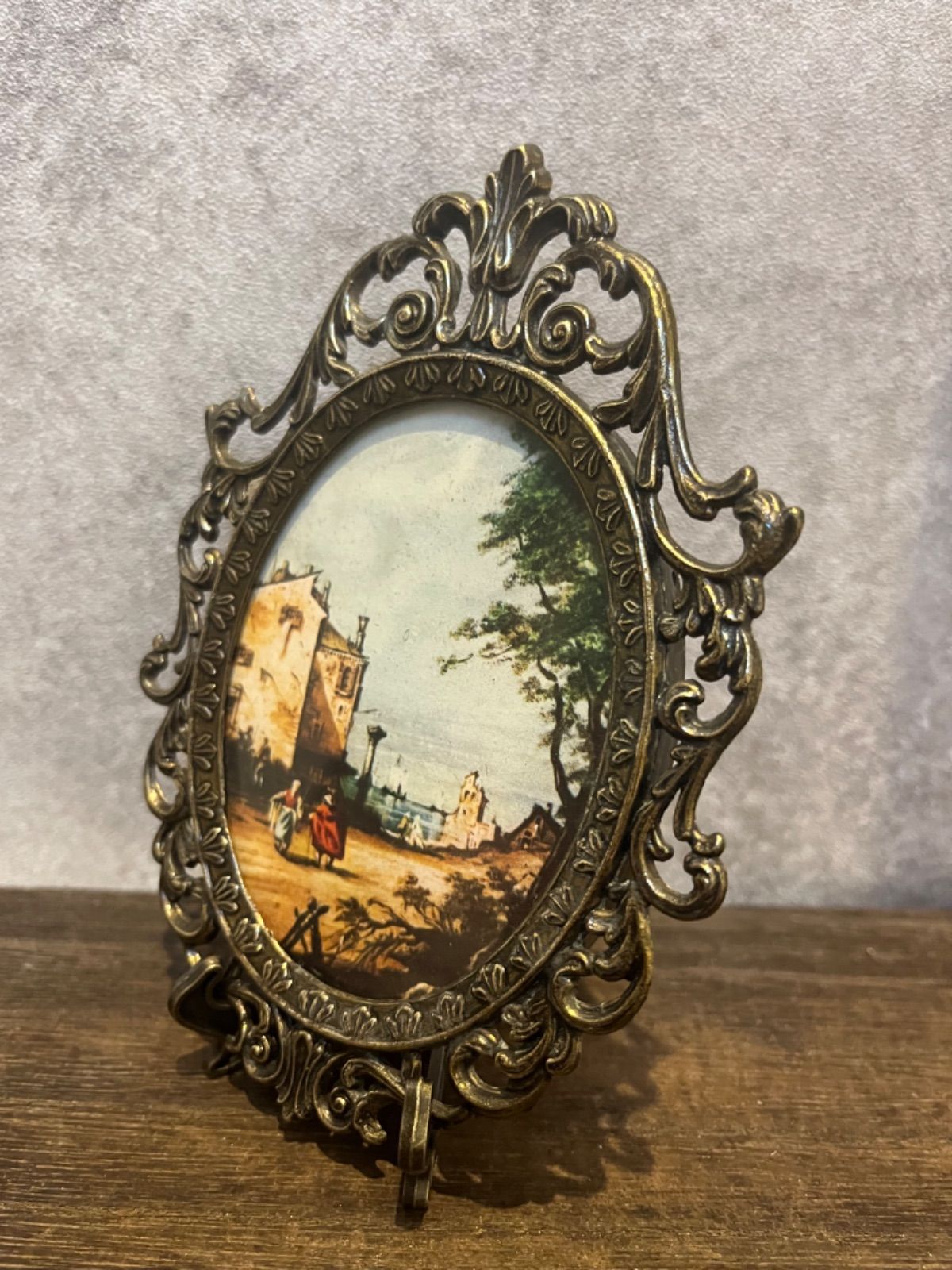 アンティーク 真鍮フレーム イタリア製 ヴィンテージ アート