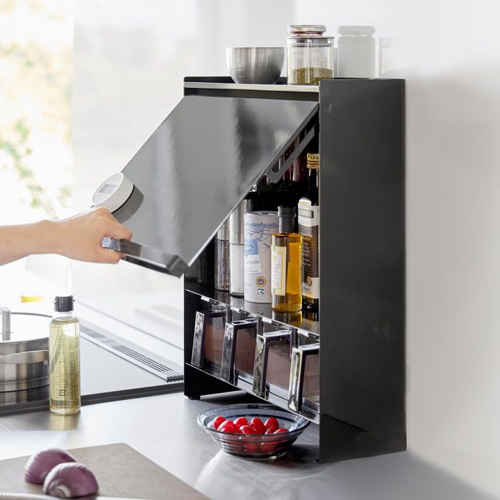 前が開く 隠せる調味料ラック