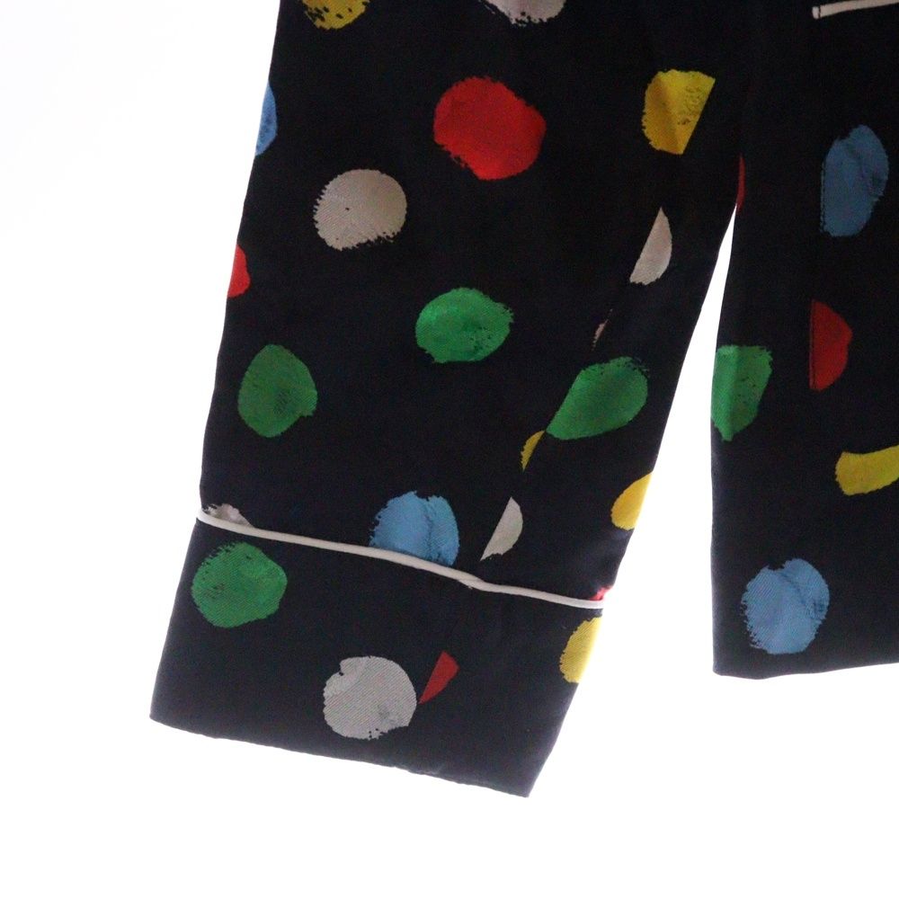 ルイヴィトン 23SS ×YK L/S Pajama Shirt RW231J VD4 FOBL29 ×草間彌生 モノグラムドット柄シルク長袖シャツ レディース ブラック/マルチ LOUIS VUITTON (ルイヴィトン) 23SS ×YK L/S Pajama Shirt