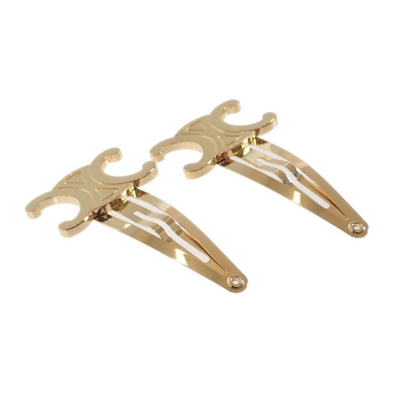 CELINE スナップ ヘアクリップ 2つセット / ゴールドフィニッシュ