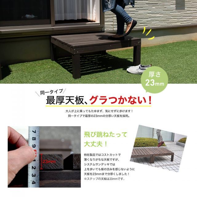 ガーデンガーデン システムサンデッキ 180×180cm＋フェンス 120cm 72cm×2 ステップセット sd-1818-bfs72x2120dbr STEELWINDOWSANDDOORS_COM