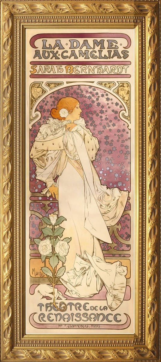ミュシャ 『椿姫』 リトグラフ 1896年 22x58cm 特大サイズ 複製画 高