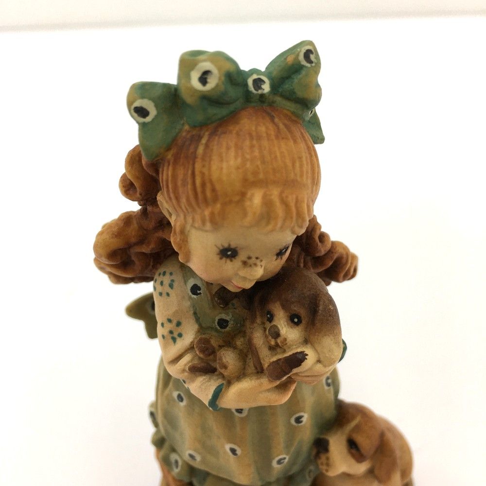 ○アンリ人形 少女 子犬 木彫り SarahKay サラ・ケイ 全高11cm