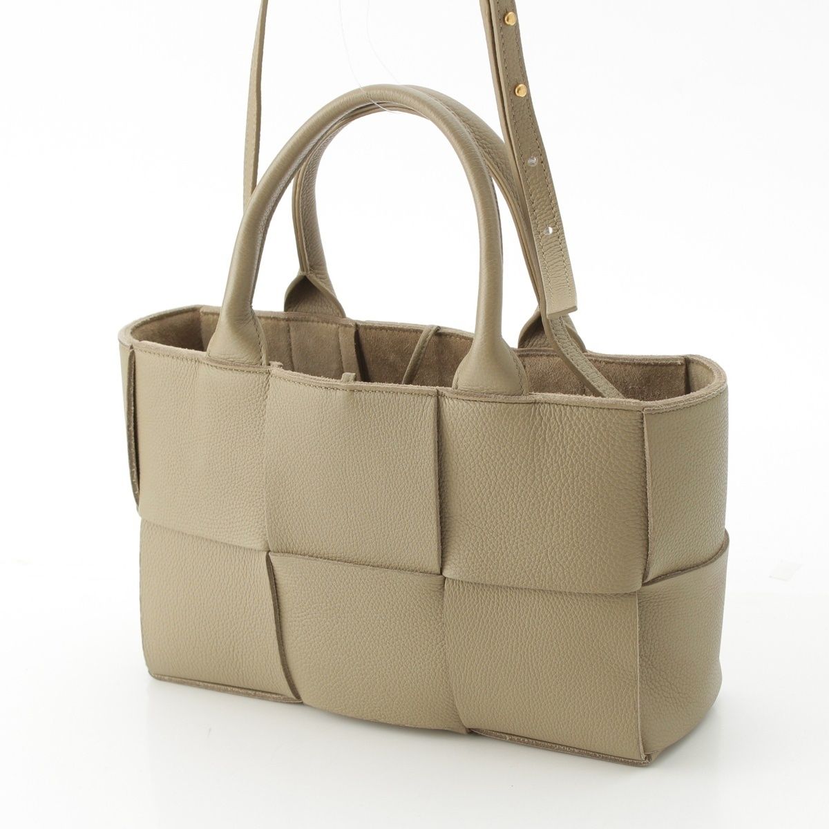 ボッテガヴェネタ ザ アルコ レザー マキシイントレチャート ポーチ付き 2WAY ショルダー ハンドバッグ 652867 ベージュ