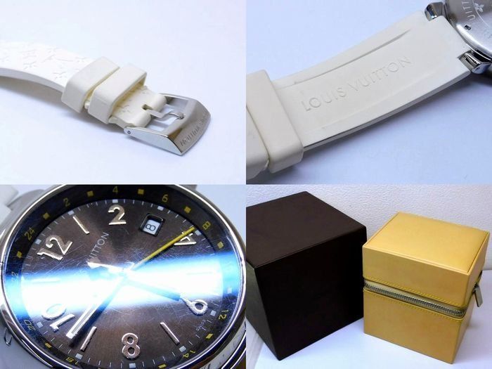 ヴィトン Q1131 タンブール GMT 時計 □ ステンレス ブラウン 文字盤  