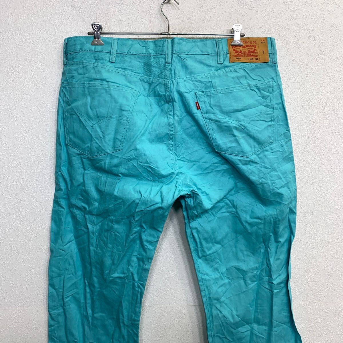 Levi's 501 デニムパンツ W42 リーバイス ボタンフライ ミントブルー