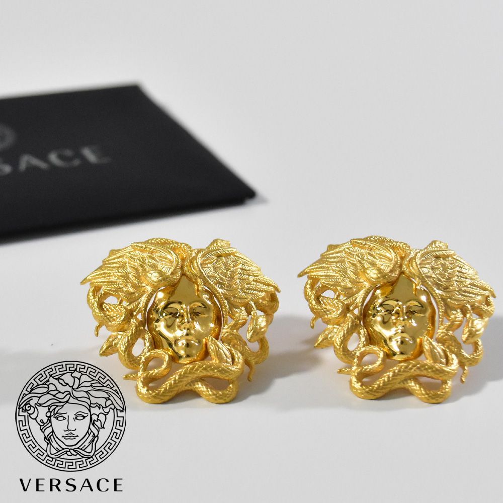 VERSACE メデューサ ピアス ゴールド ブラック - アクセサリー