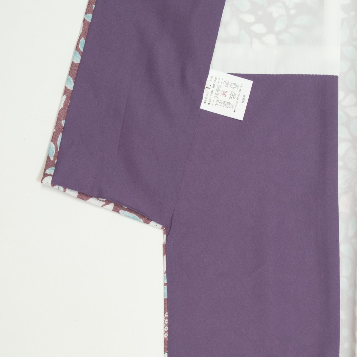 洗える着物 小紋 辻が花文 浅紫 ポリエステル 袷 身丈：約163cm 裄：約